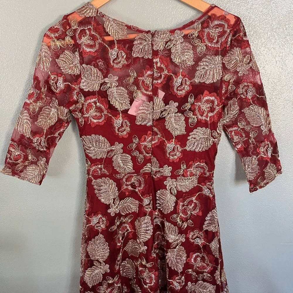 Maniju Elegant Red Floral Lace Dress - Picture 7 of 7